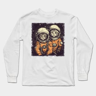 Two Astronaut Cats Long Sleeve T-Shirt